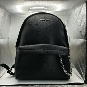 Michael Kors Slater Medium Chain Backpack Black Leather NWT